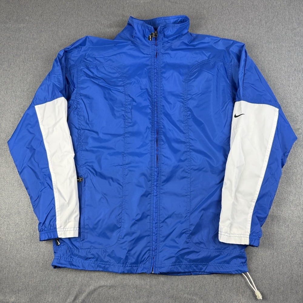 Vintage Nike Windbreaker Jacket Mens Medium Blue Lined Full Zip Swoosh Y2K